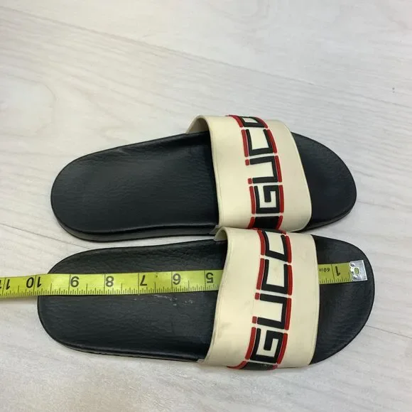 Gucci Pursuit Slide Sandals Women's Size 8 White Black Slip On Casual Shoes - Picture 9 of 12